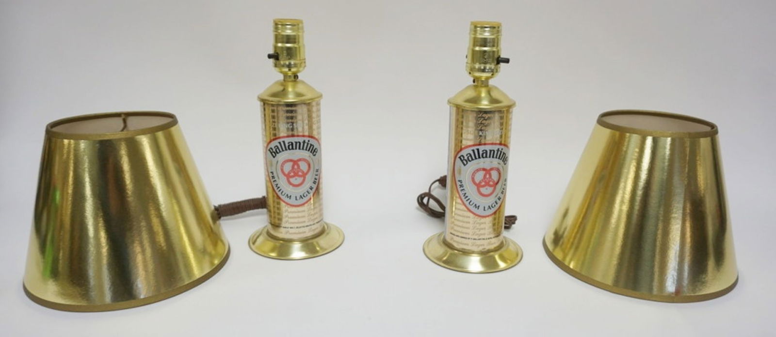 BALLENTINE BEER CAN LIGHTS: BALLENTINE BEER VINTAGE OLD NEW STOCK, CONE TOP METAL BEER CAN LIGHTS, NEWARK NJ