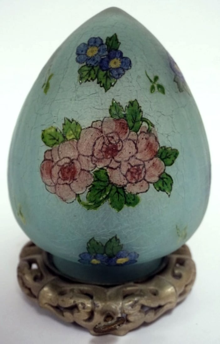 ANTIQUE FLORAL PAINTED LAMP (1 of 3)