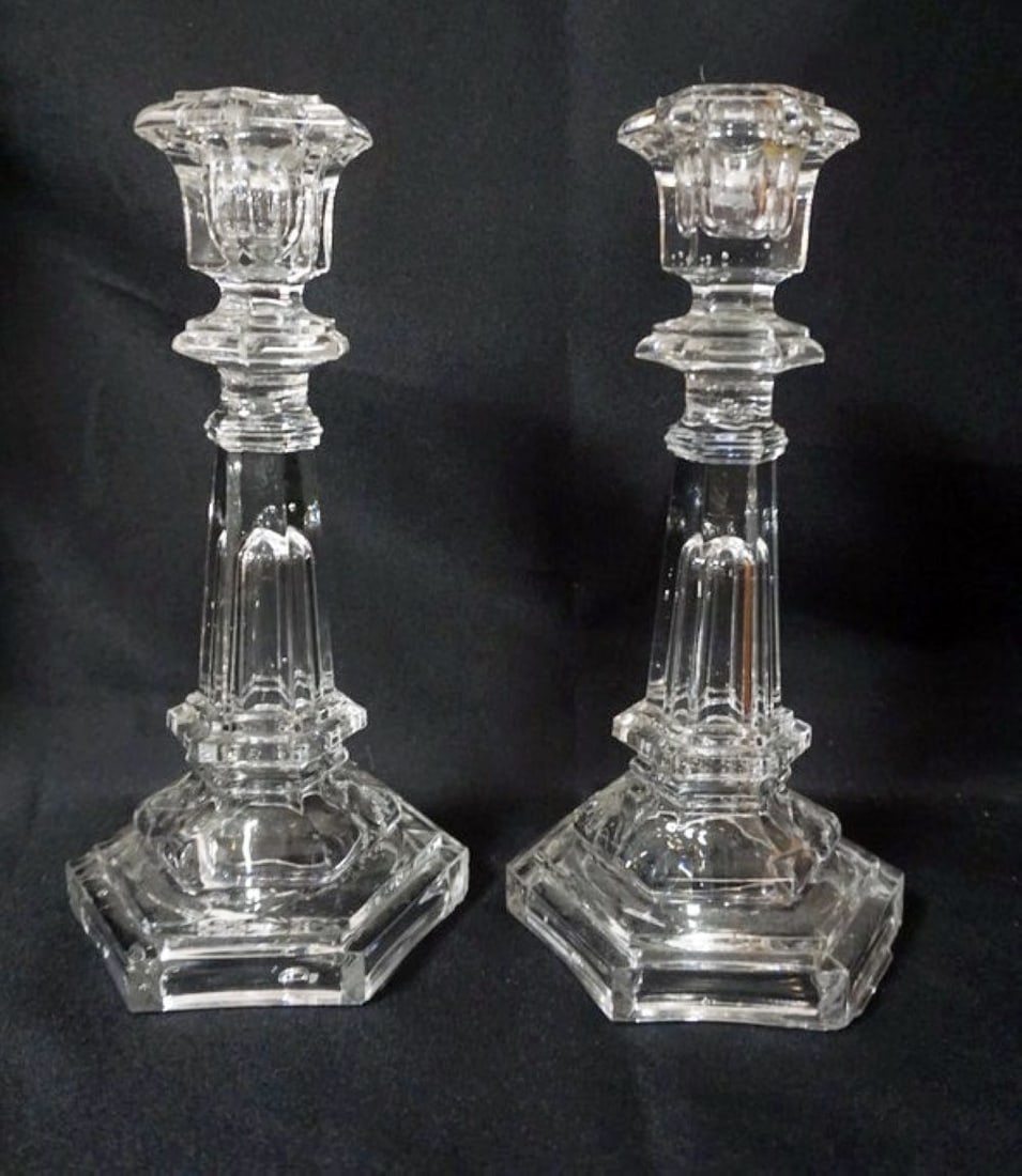 ANTIQUE FLINT GLASS CANDLESTICKS (1 of 4)