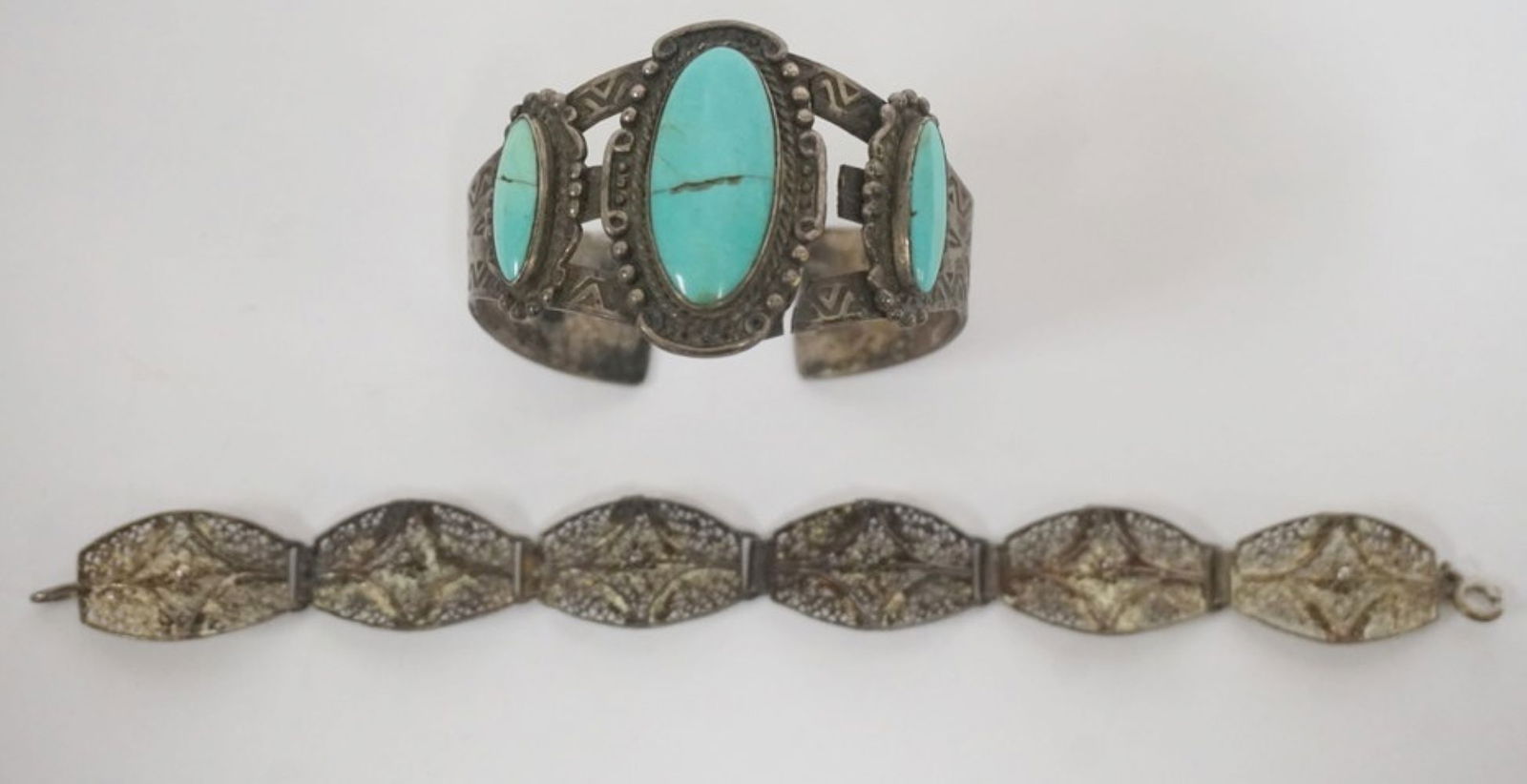 STERLING SILVER AND TURQUOISE CUFF BRACELET (1 of 3)