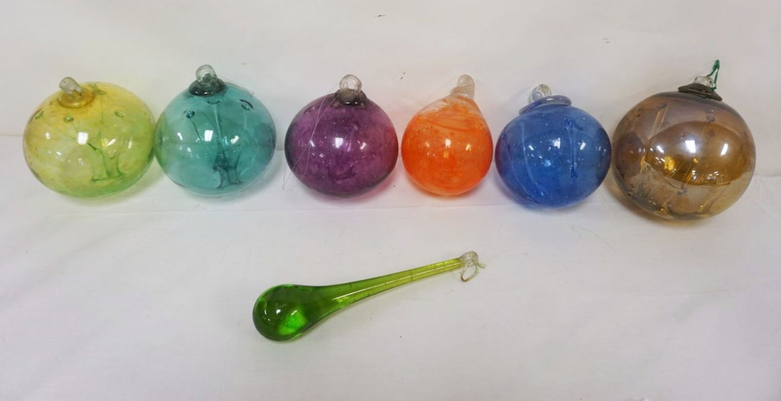 GROUP OF ASSORTED COLORED GLASS BALL FLOATS (1 of 3)