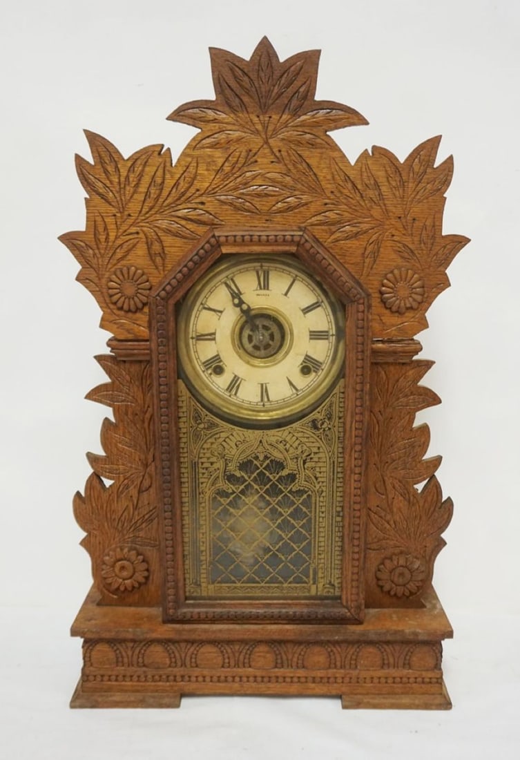 ANSONIA PRESSED WOOD CLOCK (1 of 3)