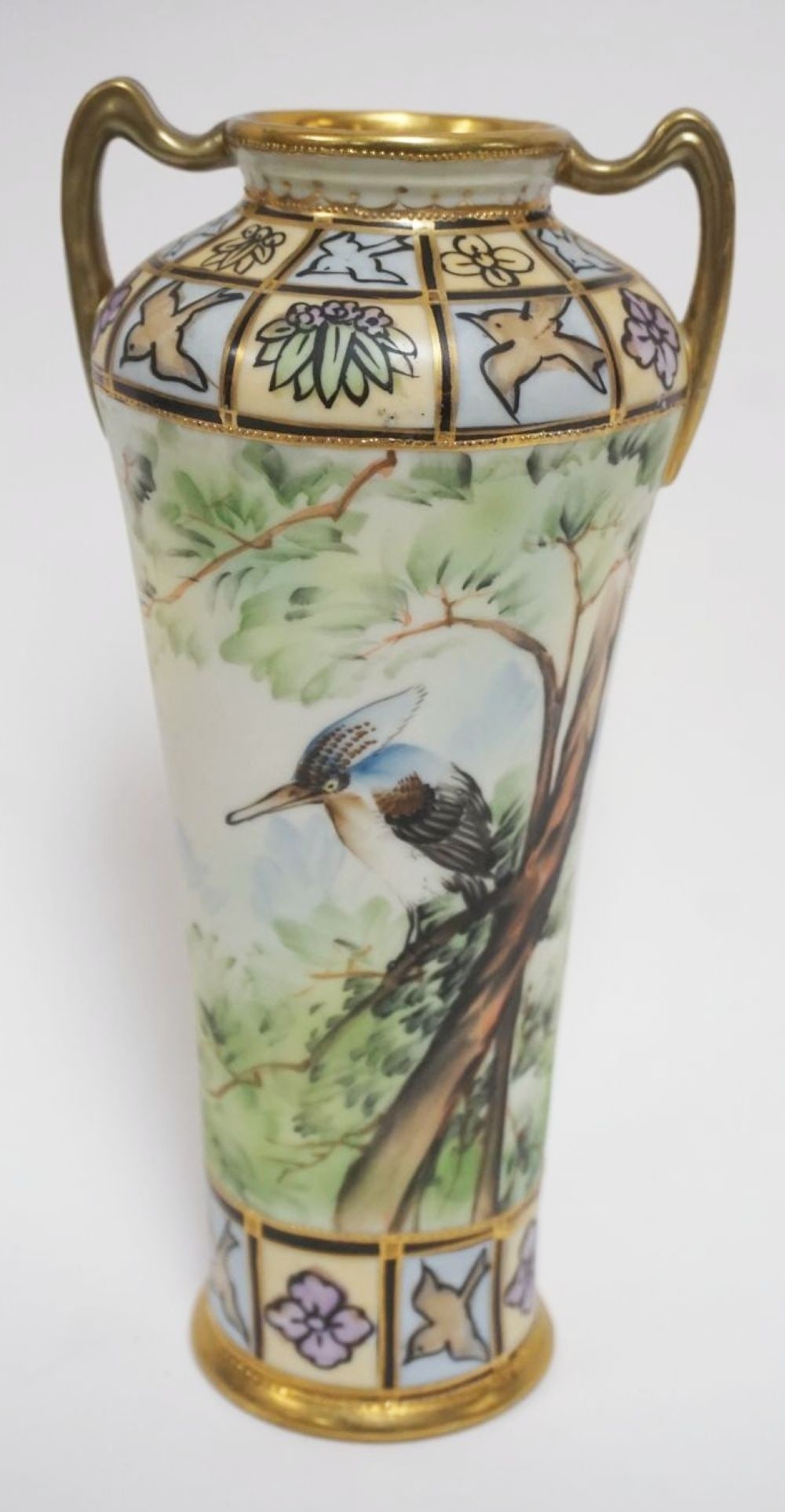 HAND PAINTED NIPPON DOUBLE HANDLED VASE (1 of 6)