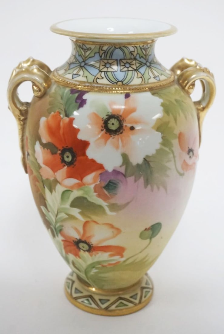 HAND PAINTED NIPPON DOUBLE HANDLED VASE (1 of 6)