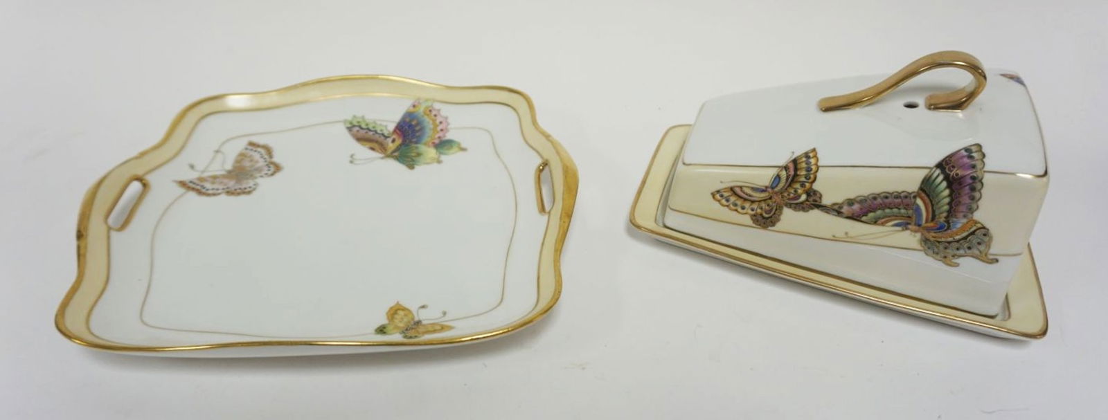 HAND PAINTED NIPPON CHEESE DISH & TRAY (1 of 5)