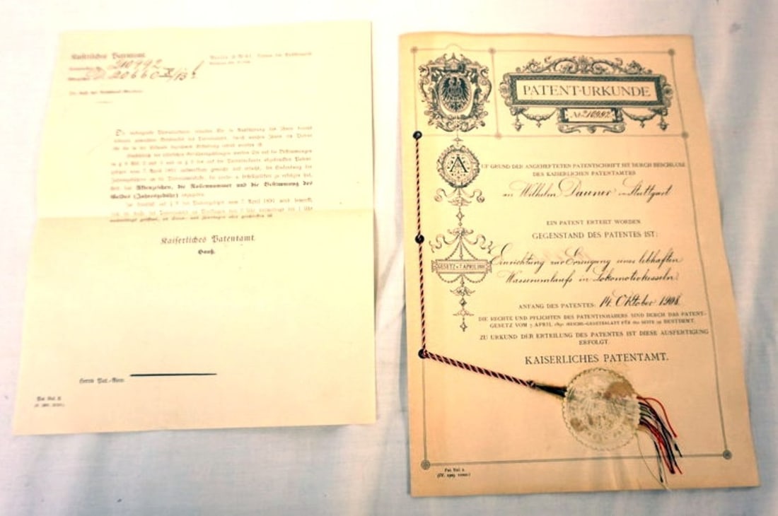 GERMAN PATENT DATED 1908 LOCOMOTIVE RELATED (1 of 3)