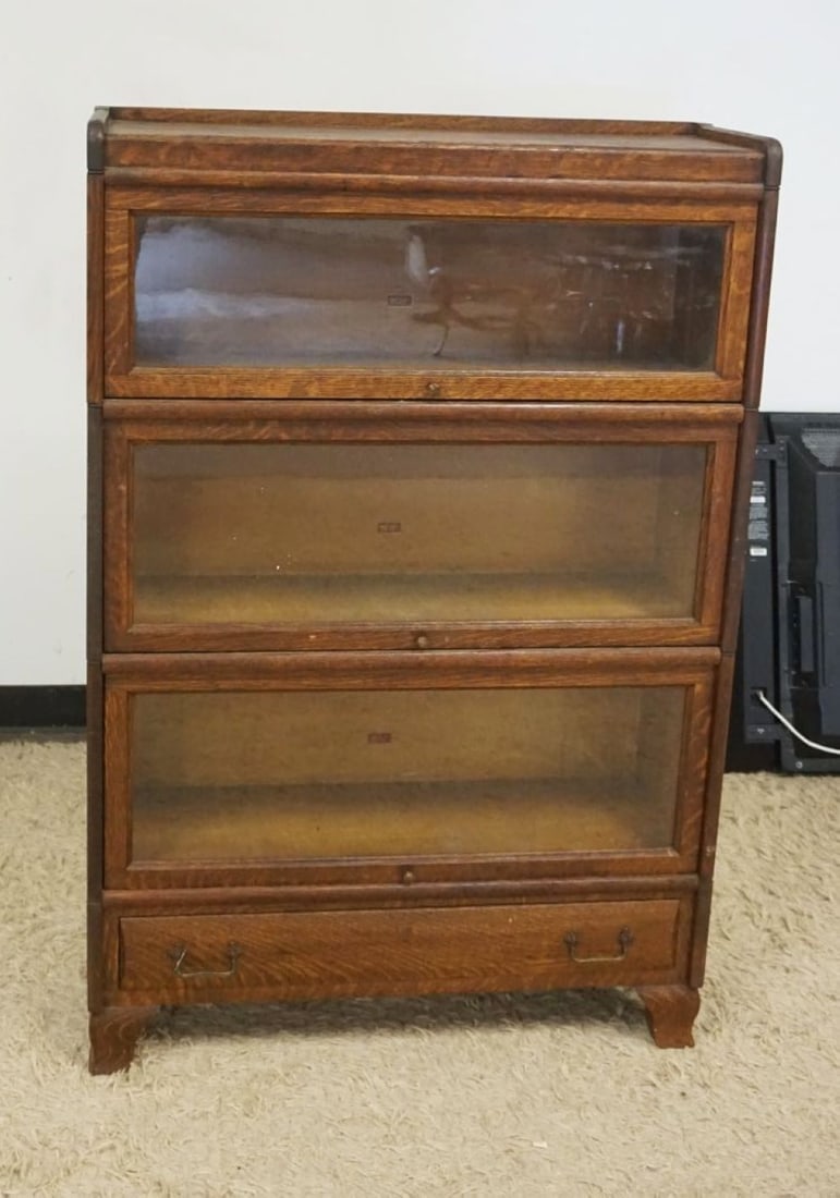 3 SECTION OAK WEIS STACKED BARRISTER BOOKCASE (1 of 4)