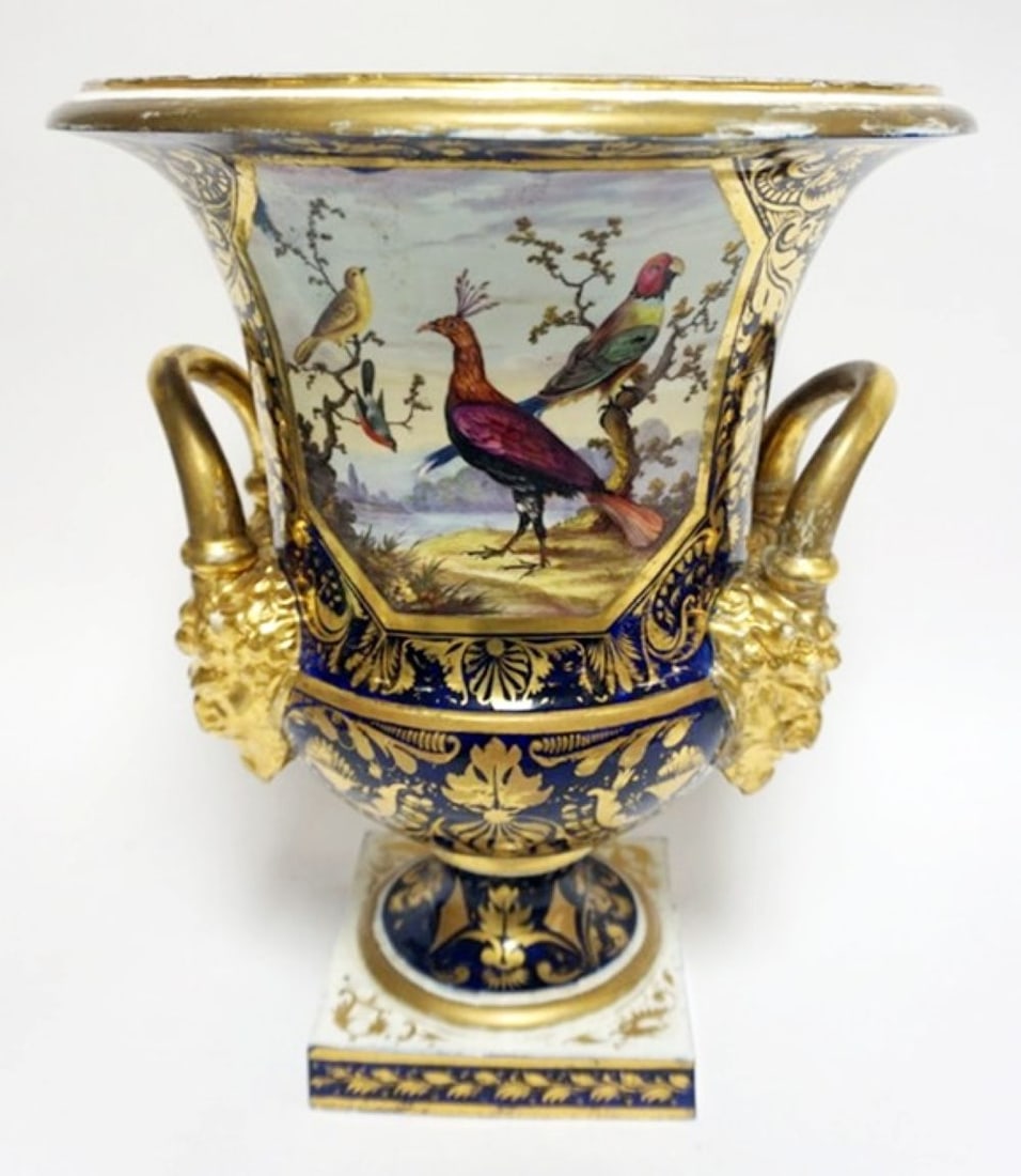ANTIQUE HAND PAINTED DOUBLE HANDLE URN (1 of 7)