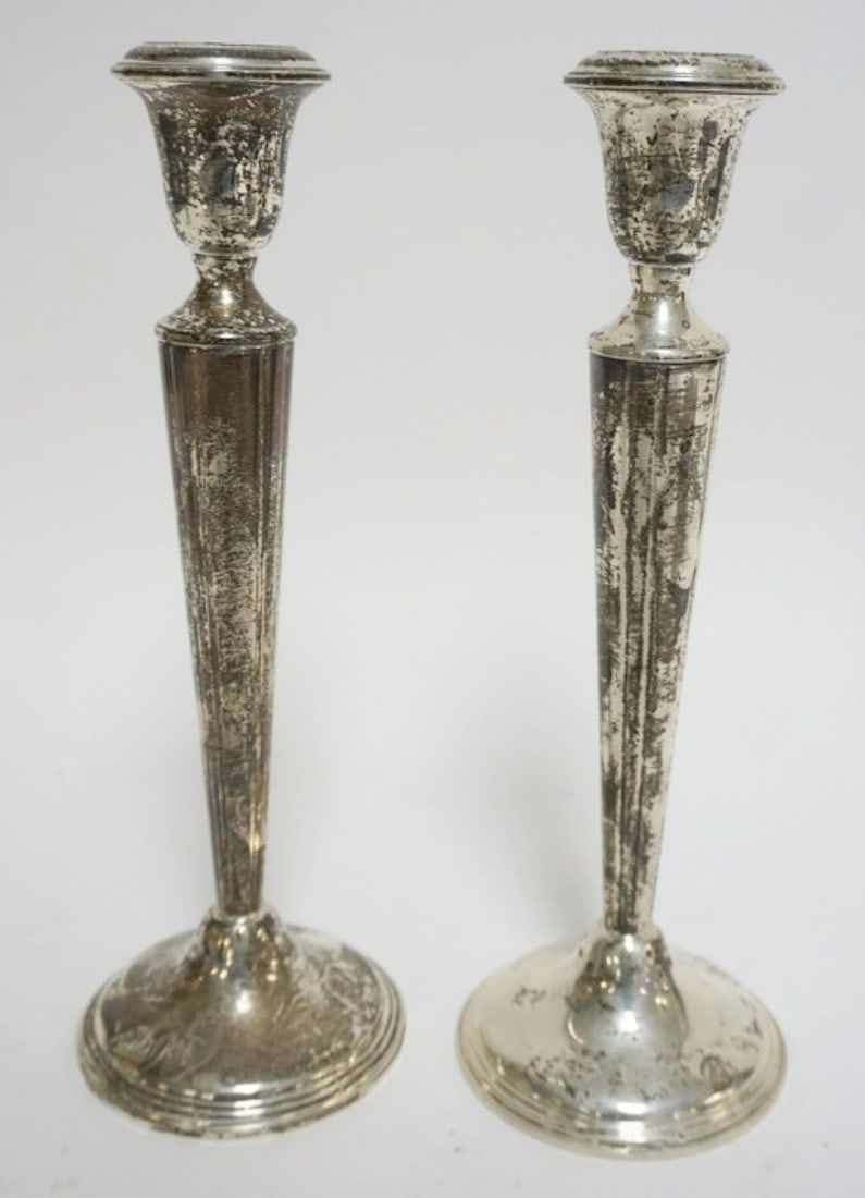 STERLING SILVER EMPIRE CANLDE STICKS (1 of 2)
