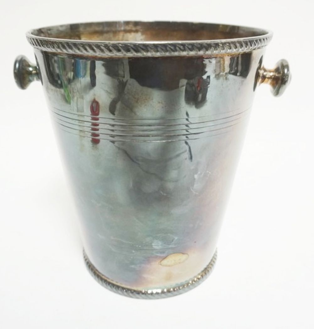 CHRISTOFLE ICE BUCKET: CHRISTOFLE ICE BUCKET, APPROXIMATELY 10 IN X 9 1/2 IN H