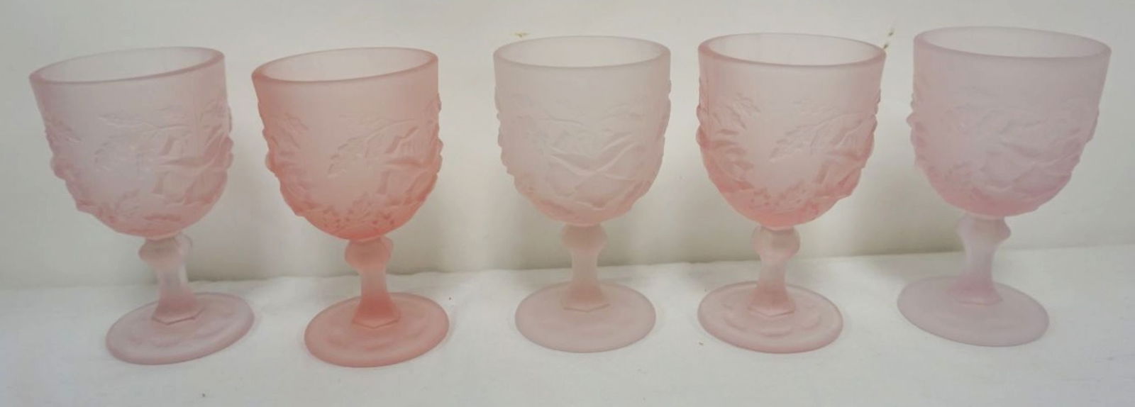 PINK SATIN GLASS GOBLETS (1 of 4)