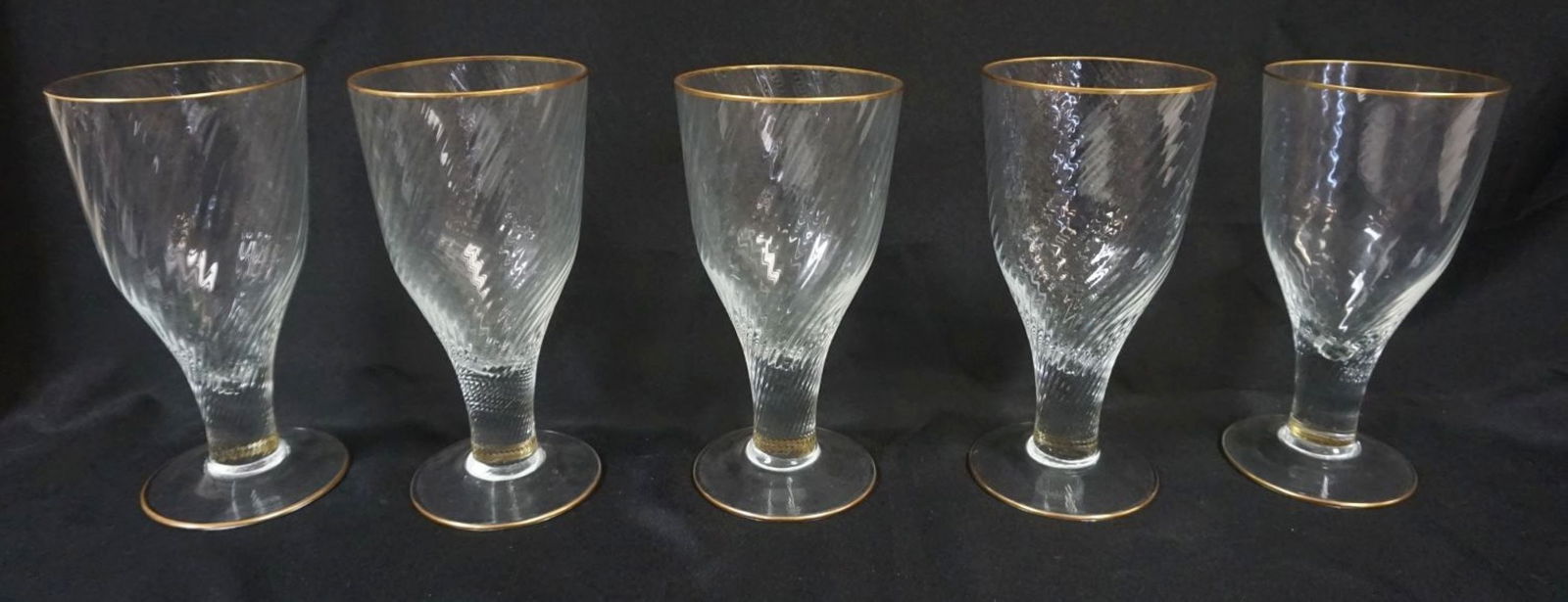 5 LARGE MURANO TORCHON GOBLETS (1 of 3)