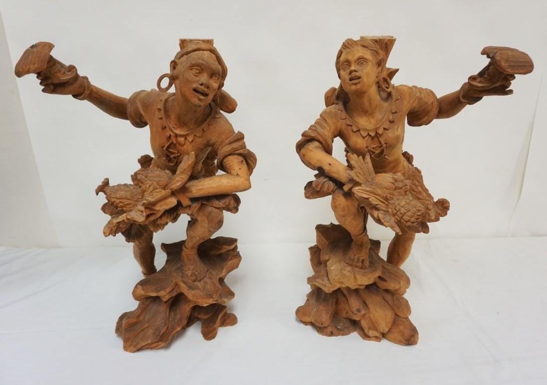 2 LARGE WOOD ETHNIC CARVED FIGURES (1 of 7)
