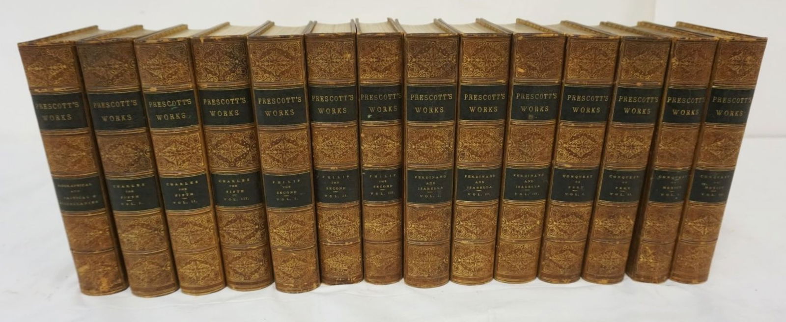 14 LEATHER BOUND & GILT EDGE *PRESCOTTS WORKS* (1 of 10)