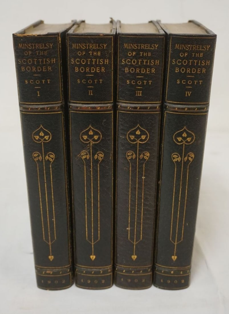 4 LEATHER BOUND VOLUMES SIR WALTER SCOTT (1 of 10)