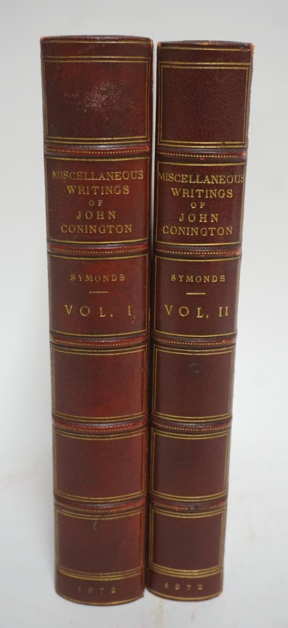 2 VOLUMES *WRITINGS OF JOHN CONINGTON*: 2 VOLUMES LEATHER BOUND BOOKS *WRITINGS OF JOHN CONINGTON* LONDON