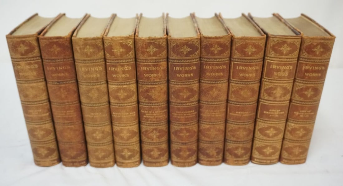 10 VOLUMES LEATHER BOUND BOOKS *IRVINGS WORKS* (1 of 11)