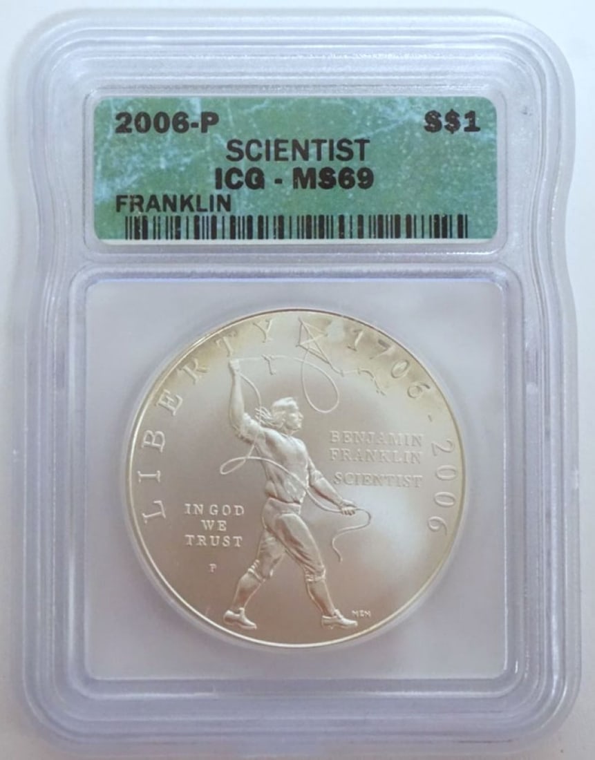 BENJAMIN FRANKLIN SCIENTIST SILVER DOLLAR COIN (1 of 3)