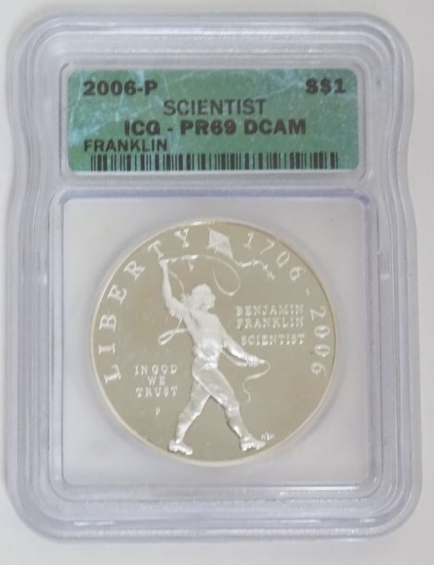 BENJAMIN FRANKLIN SCIENTIST SILVER DOLLAR COIN (1 of 3)