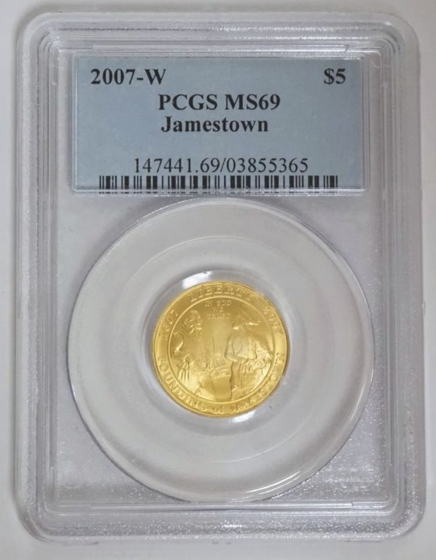 JAMESTOWN 400TH ANNIVERSARY 5 DOLLAR GOLD COIN (1 of 3)