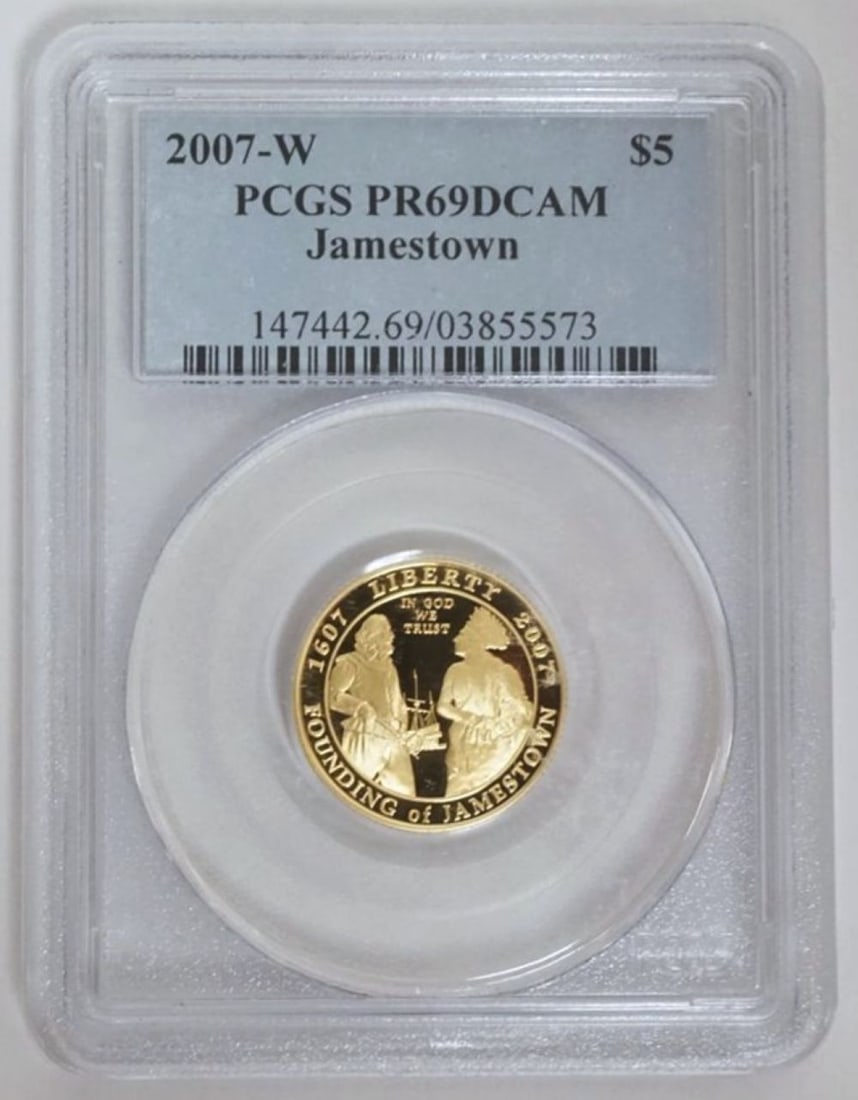 JAMESTOWN 400TH ANNIVERSARY 5 DOLLAR GOLD COIN (1 of 3)
