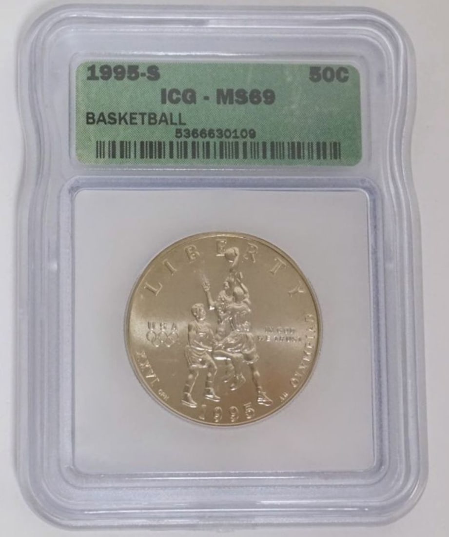 OLYMPIC BASKETBALL SILVER HALF DOLLAR (1 of 3)