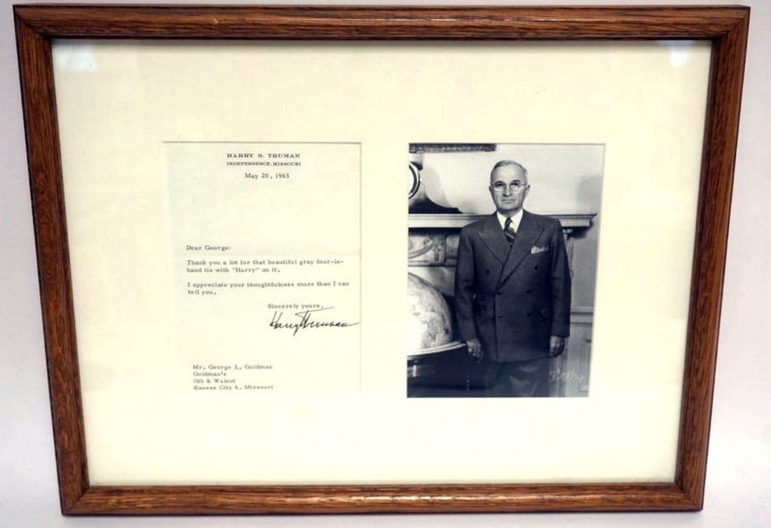 HARRY S TRUMAN FRAMED & MATTED LETTER & PHOTO (1 of 5)