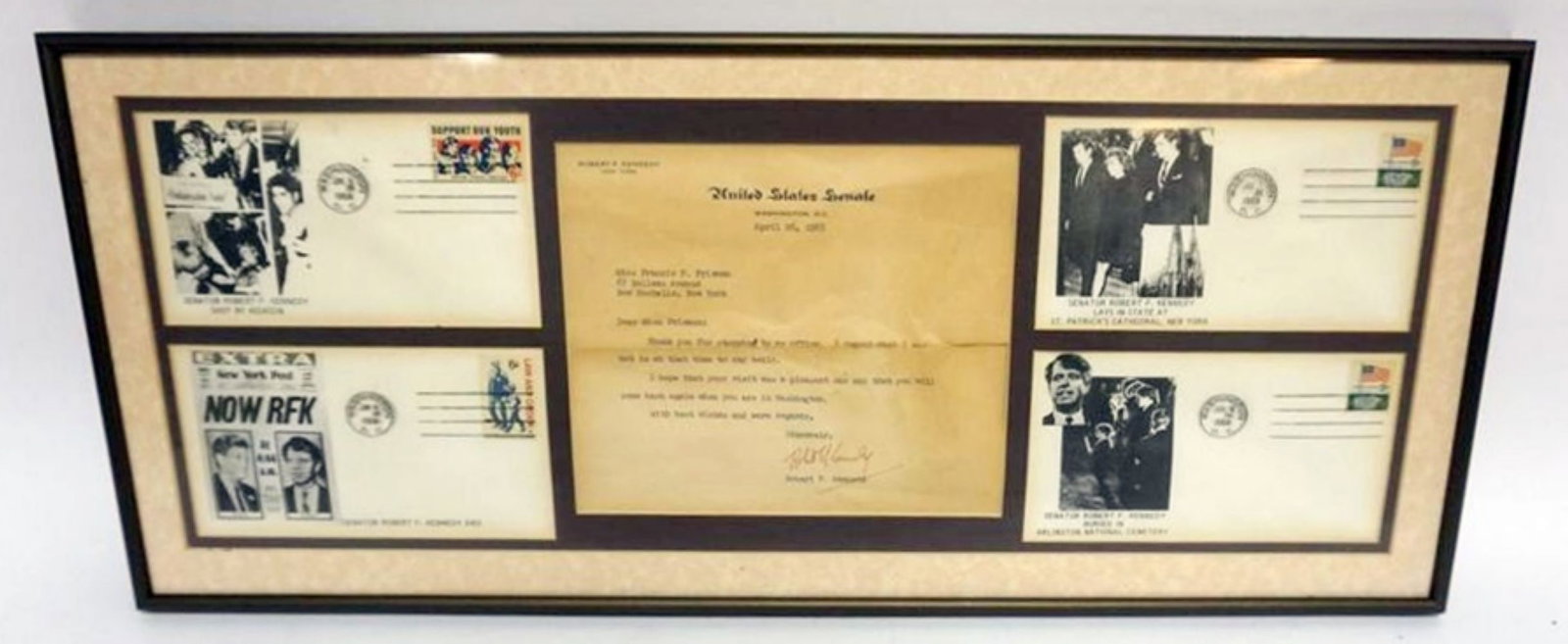 ROBERT F KENNEDY FRAMED & ENVELOPES & LETTER (1 of 5)