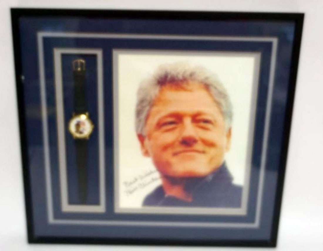 BILL CLINTON FRAMED & MATTED PHOTO & WATCH (1 of 3)