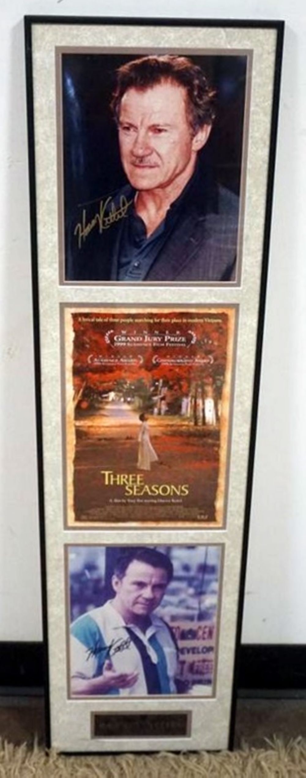 HARVEY KEITEL FRAMED & MATTED PHOTOS & LOBBY CARD: HARVEY KEITEL FRAMED & MATTED PHOTOS & LOBBY CARD W/ATTRIBUTED SIGNATURE, APPROXIMATELY 10 IN X 38 IN OVERALL