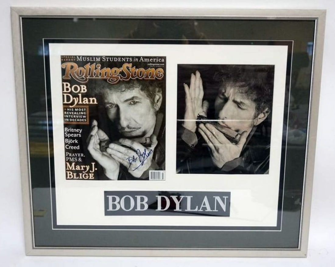 BOB DYLAN FRAMED PHOTO & ROLLING STONE COVER (1 of 3)