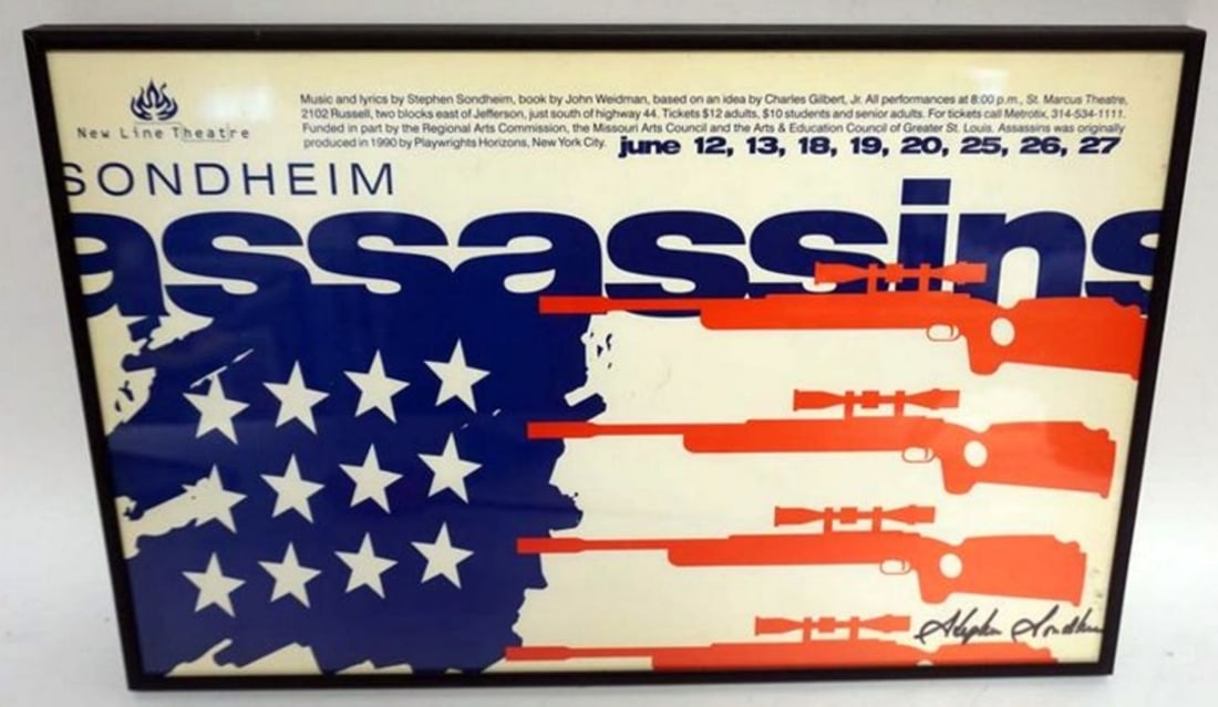 STEPHEN SONDHEIM FRAMED POSTER W/SIGNATURE (1 of 2)