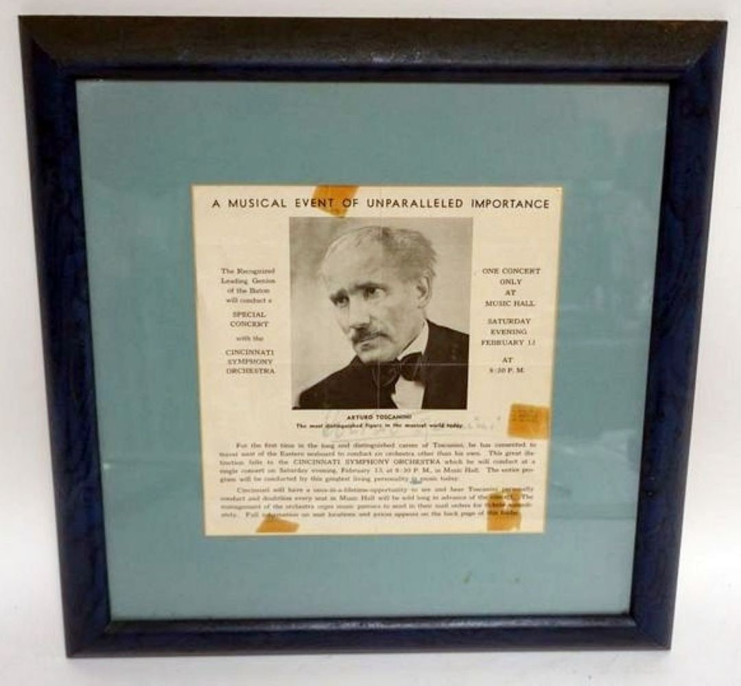 ARTURO TOSCANINI FRAMED & MATTED MUSIC BROADSIDE (1 of 3)