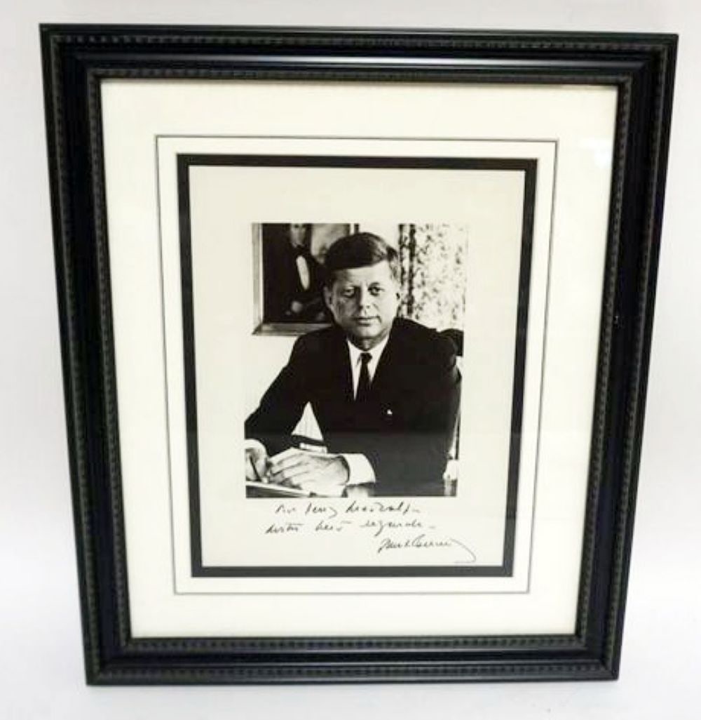JOHN F KENNEDY FRAMED & MATTED PHOTO W/SIGNATURE (1 of 3)