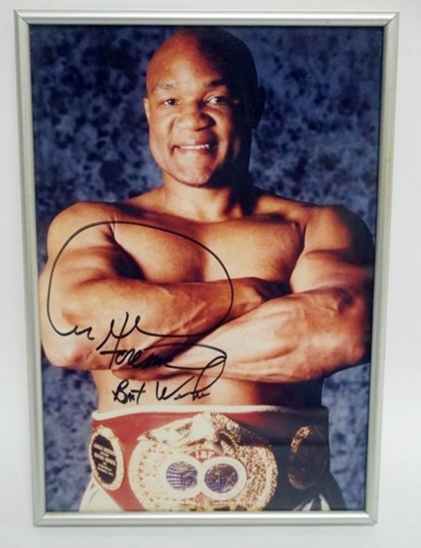 GEORGE FOREMAN FRAMED PHOTO W/ATTRIBUTED SIGNATURE (1 of 2)