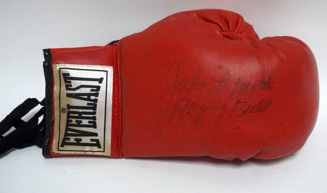 JAKE LAMOTTA RAGING BULL SIGNED BOXING GLOVE (1 of 2)