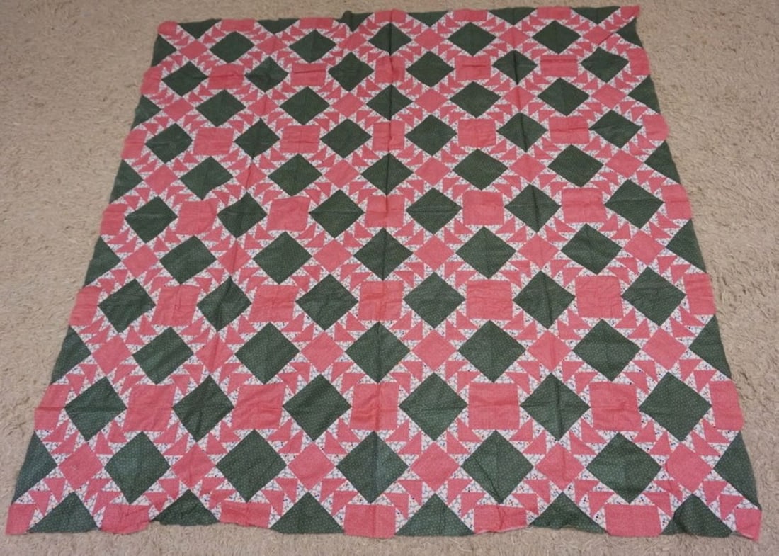 ANTIQUE HAND SEWN QUILT TOP (1 of 3)