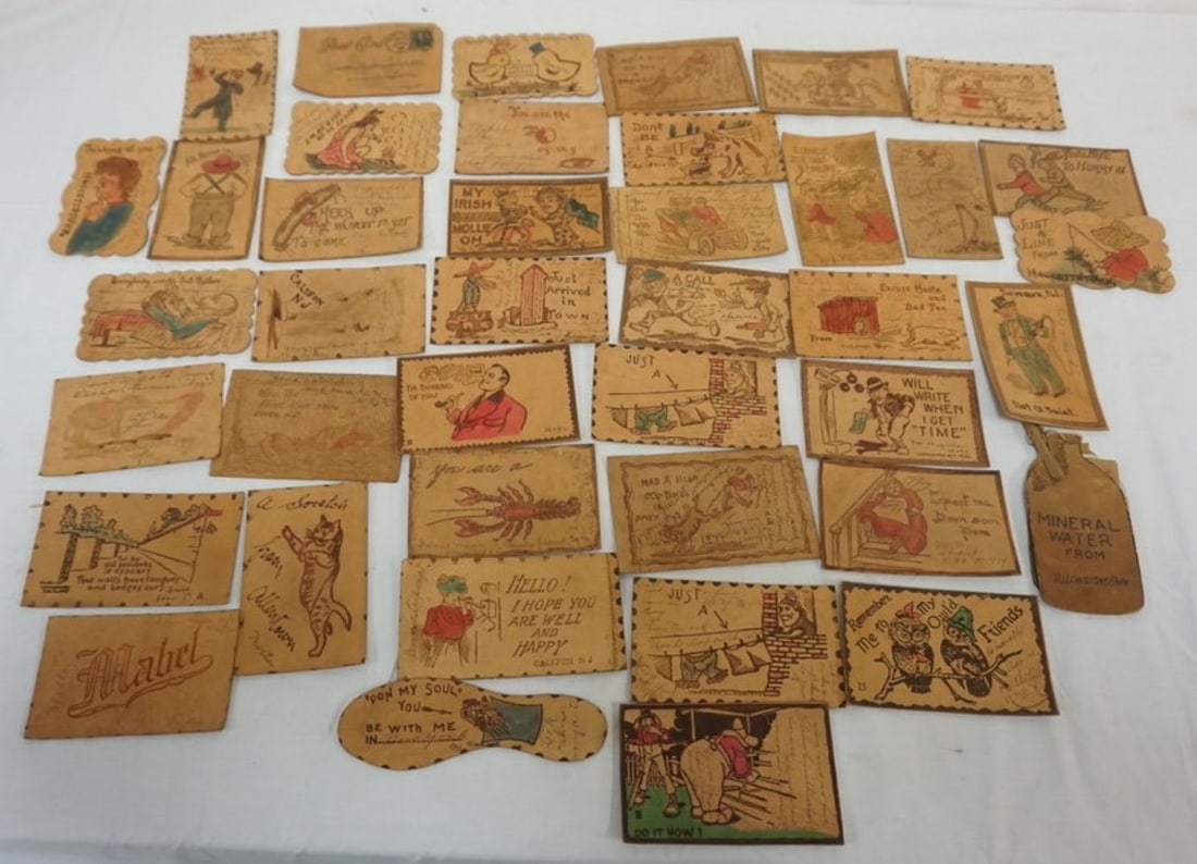 GROUP OF LEATHER POST CARDS (1 of 6)