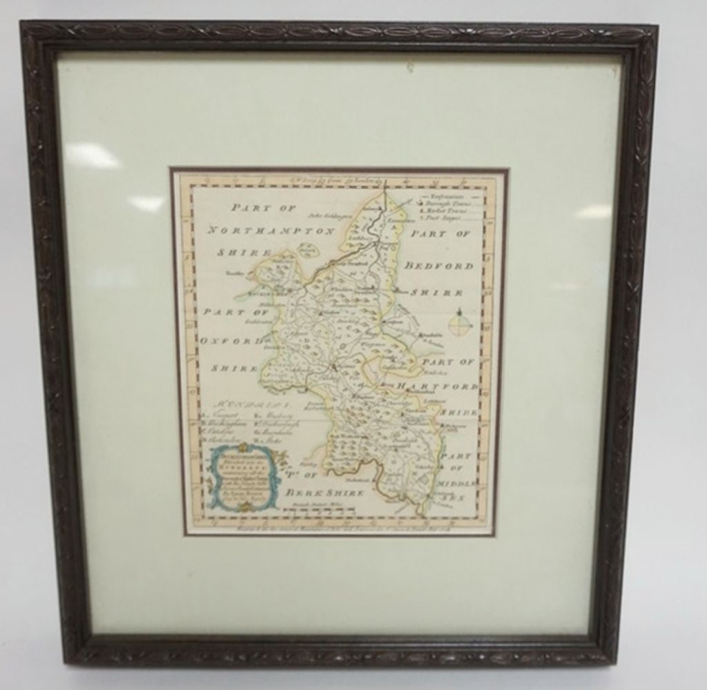 MAP OF ENGLAND: FRAMED AND MATTED MAP OF ENGLAND, APPROXIMATELY 13 IN X 15 IN