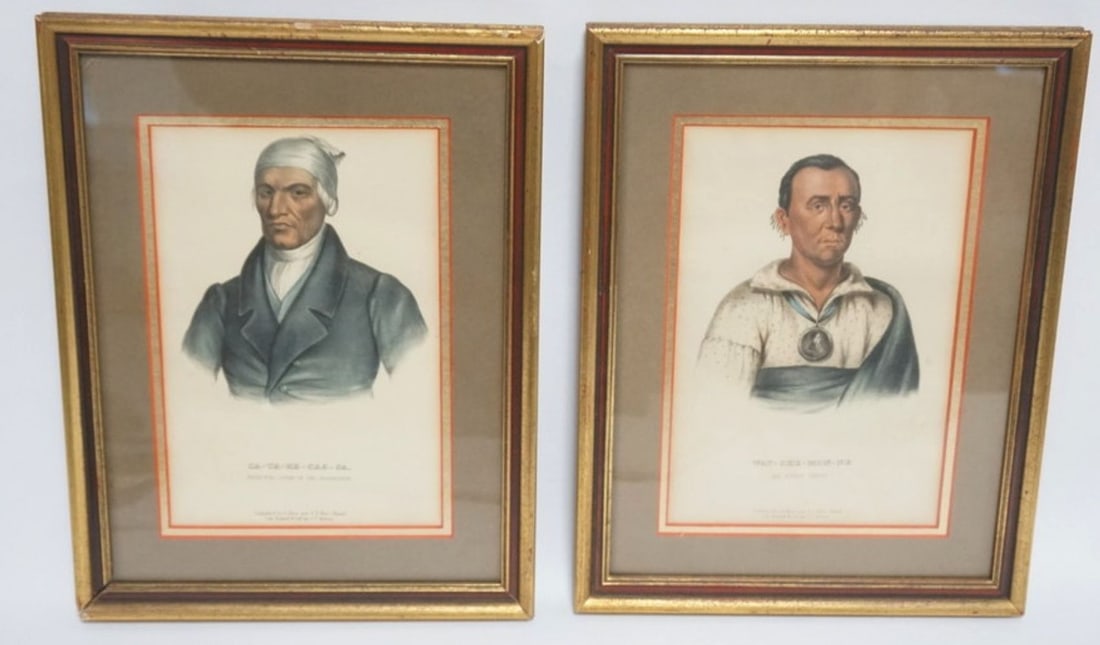 PAIR OF INDIAN CHIEFS: PAIR OF FRAMED AND MATTED INDIAN CHEIFS, EACH APPROXIMATELY 10 IN X 13 IN