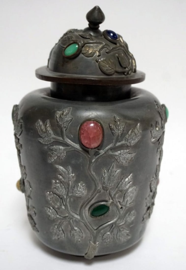 CHINESE PEWTER TEA CADDY (1 of 5)
