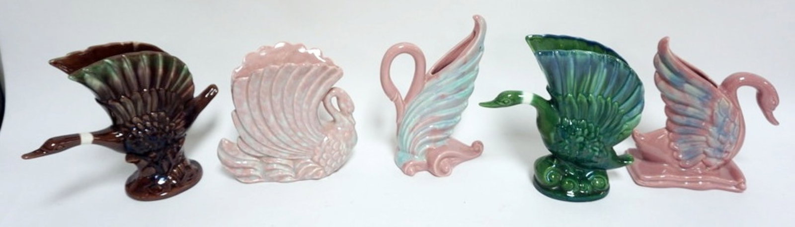 ROYAL HAGER VASES: ROYAL HAGER DUCK & SWAN VASES, TALLEST APPROXIMATELY 9 IN H
