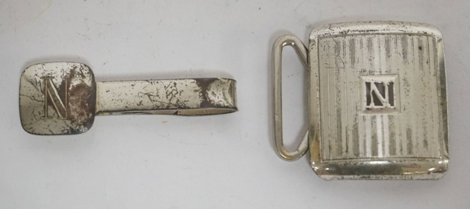 STERLING BELT BUCKLE AND TIE CLASP (1 of 3)