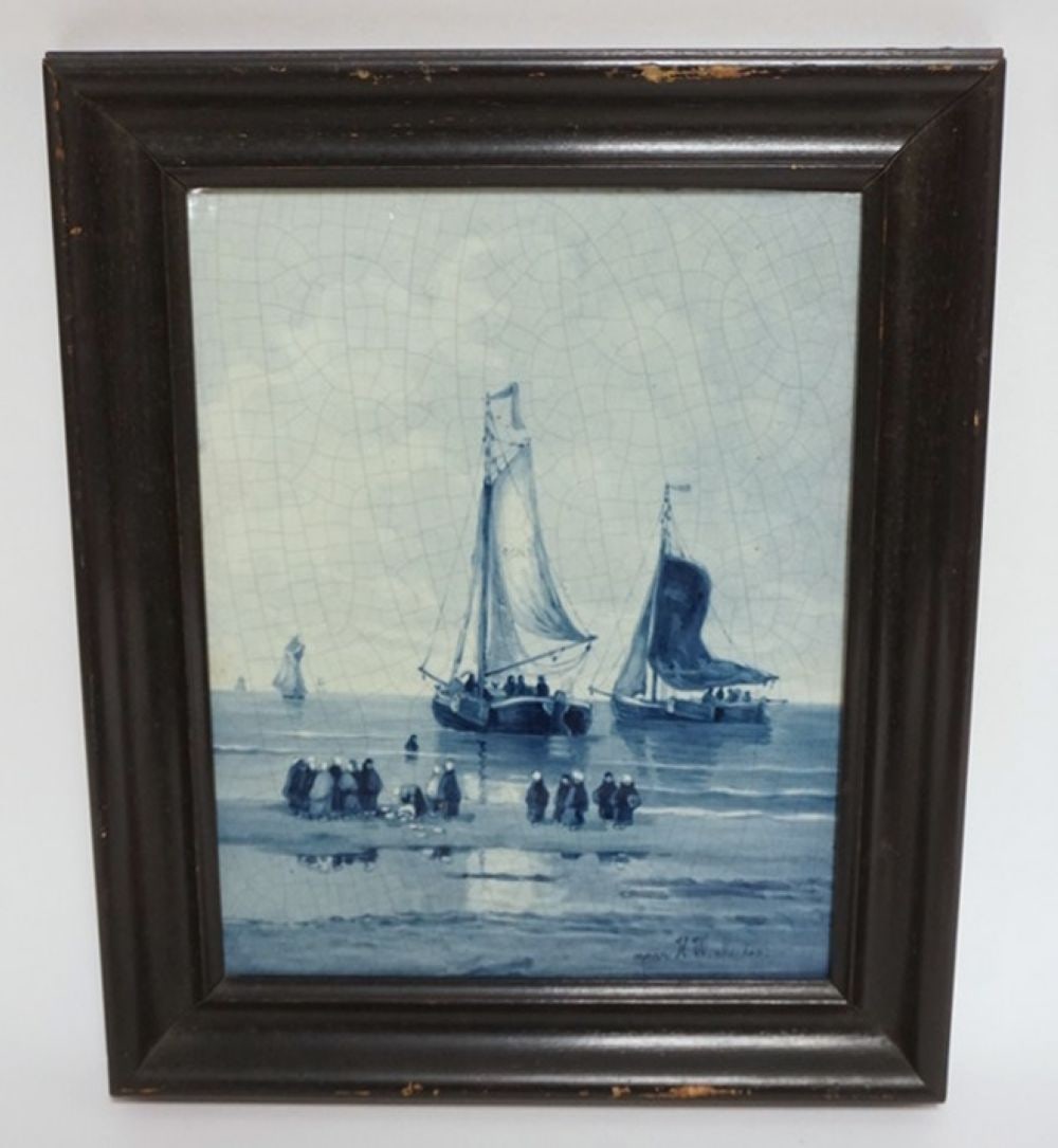 ROYAL DELFT JT&L 1892 FRAMED TILE (1 of 6)