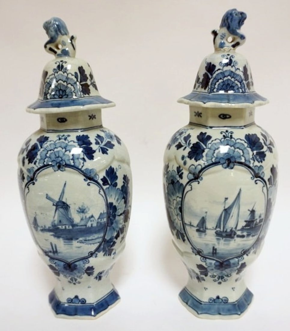 ROYAL DELFT LIDDED VASES (1 of 6)