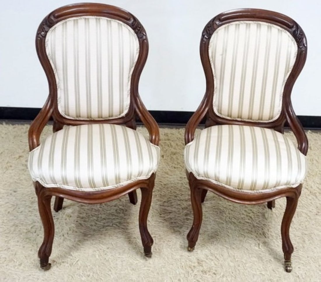PAIR FINGER CARVED PARLOR CHAIRS (1 of 4)