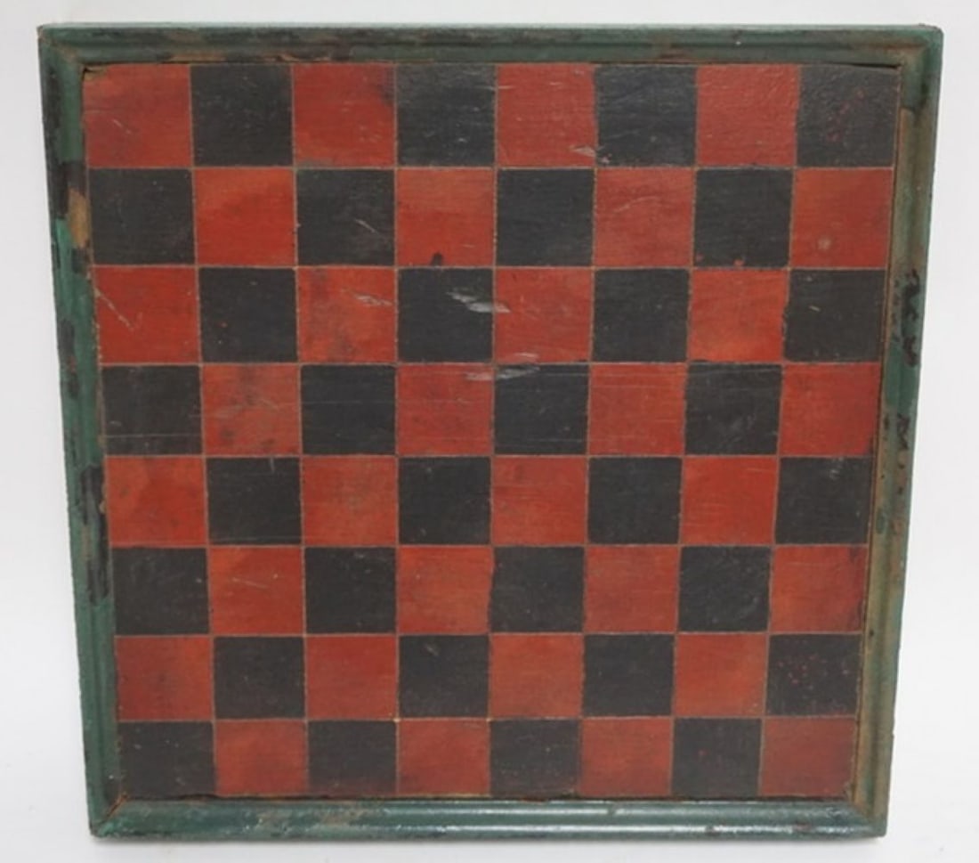 PRIMITIVE FOLK ART CHECKER BOARD (1 of 3)