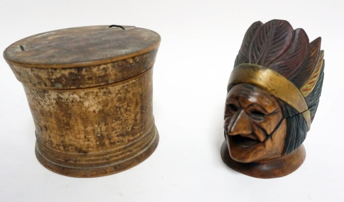 TREENWARE CONTAINER AND INDIAN INKWELL (1 of 7)