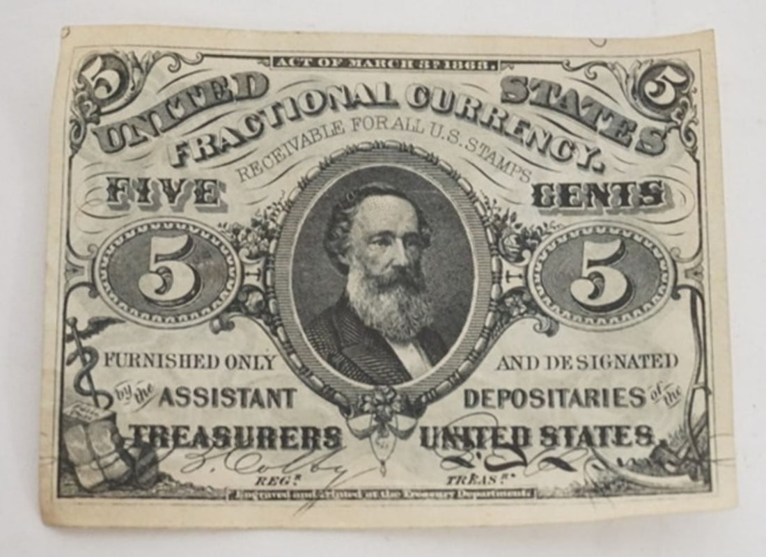 FRACTION CURRENCY: FRACTIONAL CURRENCY 1863, 5 CENTS