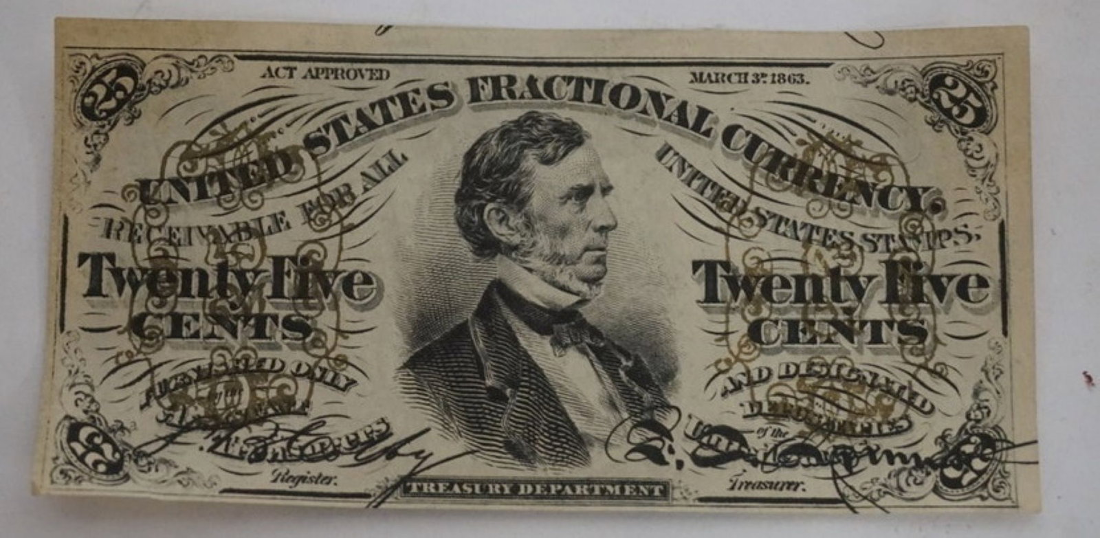 FRACTION CURRENCY: FRACTIONAL CURRENCY 1863, 25 CENTS